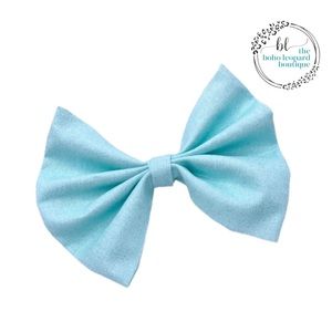 Girls blue shimmer fabric hair bow